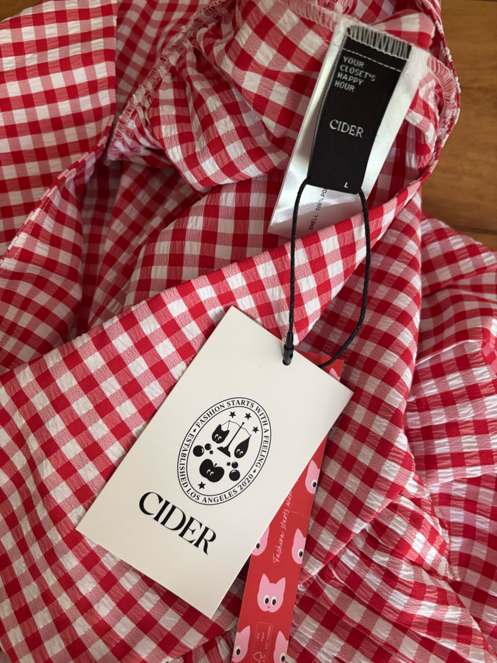 Cider Red and White Gingham Mini Skirt L NWT Cottagecore Girlhoodcore Modest - Picture 4 of 9